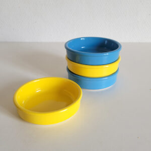 Ensemble de 4 ramequins bleu et jaune