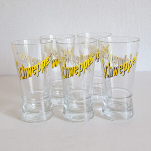 Lot de 5 verres publicitaires Schweppes