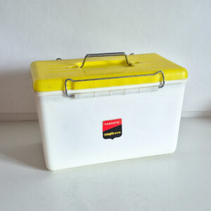 Glacière SOUPLEDUR jaune et blanche vintage