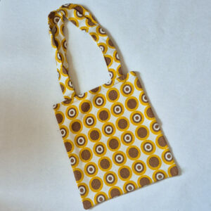 Sac / Cabas tissus éponge jaune et marron vintage