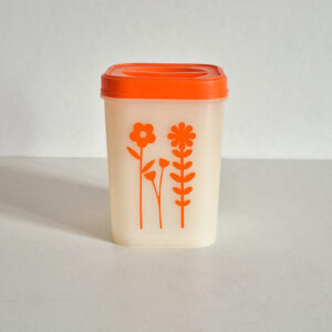 Boite à condiments en plastique décor floral orange