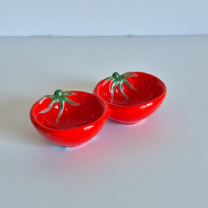 Double coupelle tomate rouge céramique